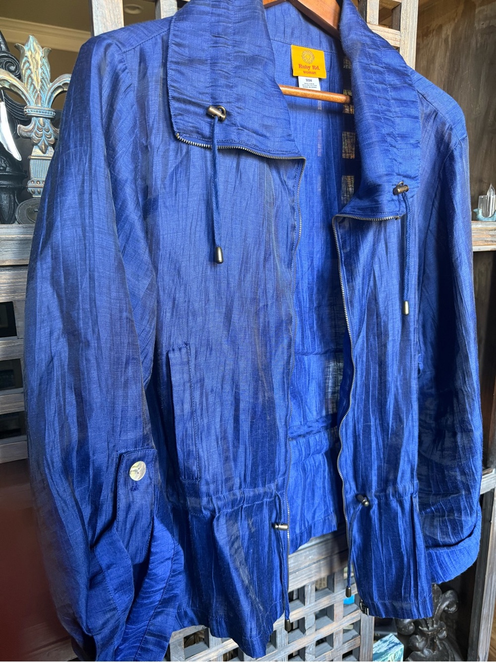 Ruby Rd. Women's Linen Blend Royal Blue Utility Jacket 18W